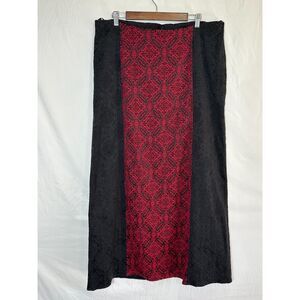 Morbid Threads Vintage Women's Plus Size 2X Red Black Tapestry A-Line Maxi Skirt